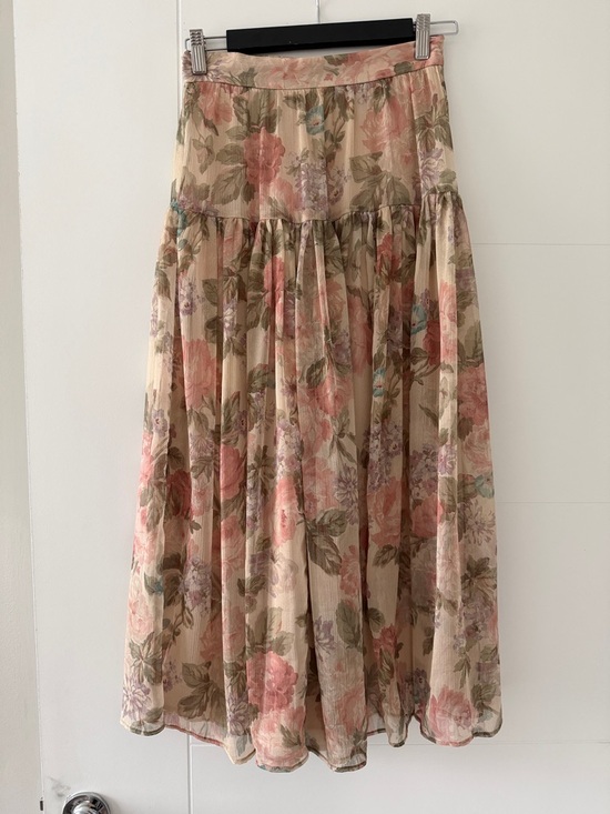 Mango Dresses & Skirts - Mango Floral Maxi Skirt in Cream with Pink and Green